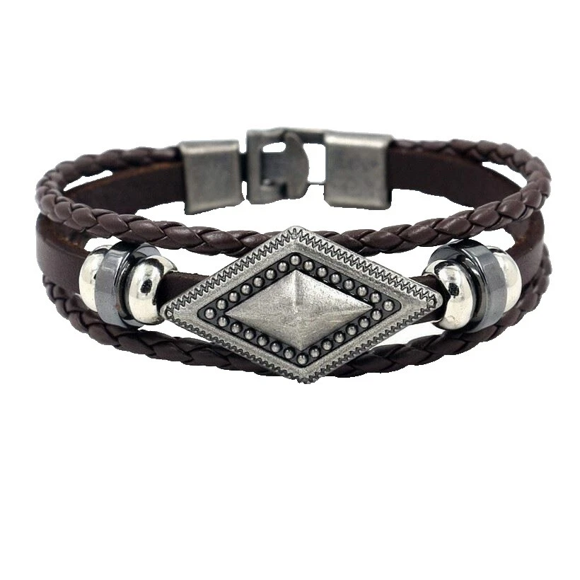 Faux Leather Brown Jewelry without Stone for Men