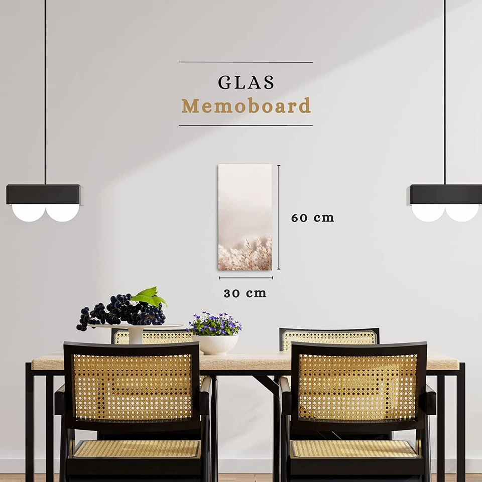Magnettafel aus Glas Silky Pampas 30 x 60 cm für Küche Wohnzimmer magnetisch - Bild 2 von 4