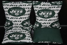 4 All Weather CORNHOLE BEANBAGS made w NEW YORK JETS Fabric ACA Reg Bags