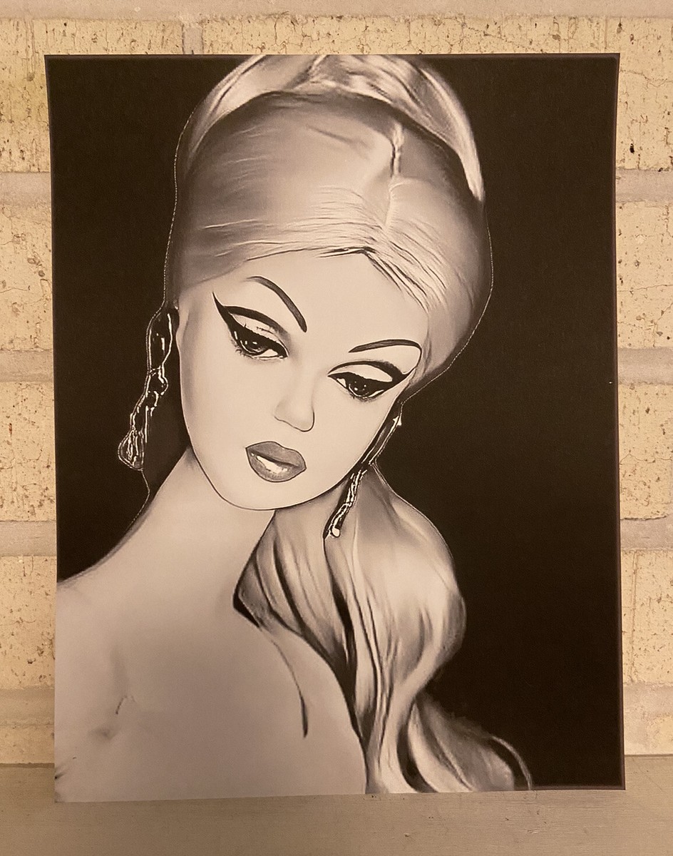 Silkstone Barbie Portrait Art Print 8x10 Retro Barbie Black
