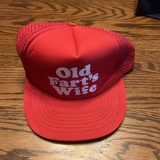 Vintage 80's Old Fart's Wife Funny Parody Red Rope Trucker Hat Cap Retro