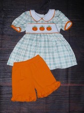 NEW Boutique Pumpkin Plaid Tunic & Shorts Gir...