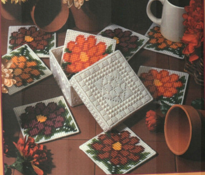 MUM COASTERS AND BOX HOME DECOR PLASTIC CANVAS PATTERN INSTRUCTIONS