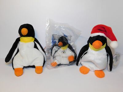 ty BEANIE Babies Collection Waddle 1995 + kleine Variante + Zero 1998 unbespielt