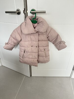 Girls Zara Light Pink Padded Puffer Jacket With Fur Lining Age 3-4 Years  UK