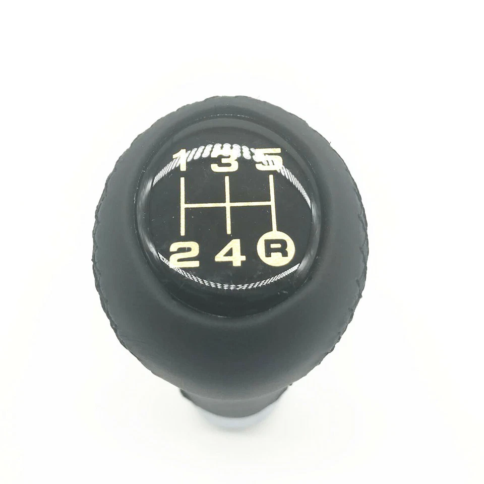 Black Leather 5-Speed Manual Aluminum Transmission Shifter Knob Car Accessories - Image 3 of 4