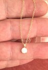 Vintage Jewellery Gold Necklace Chain White Opal Pendant Antique Deco Jewelry
