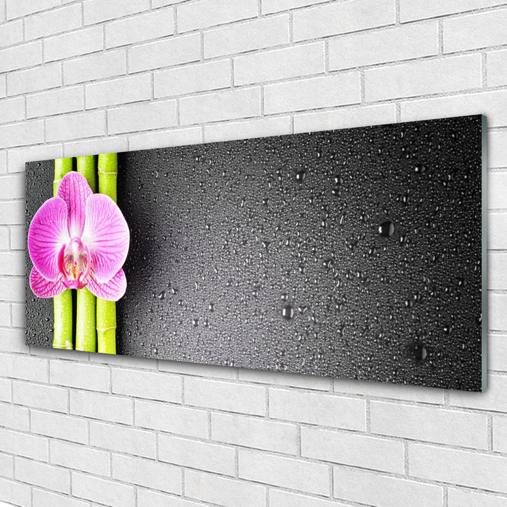 Tableau murale impression sous verre 125x50 cm Tulup motif Fleur Bambou