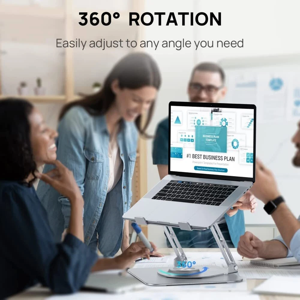 Laptop Stand for Desk Adjustable Holder with 360° Rotating Base Ergonomic Lap...