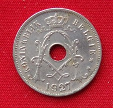 BELGIQUE PIÈCE de 25 Centimes Albert 1er, type Michaux, 1927 -TTB- n1