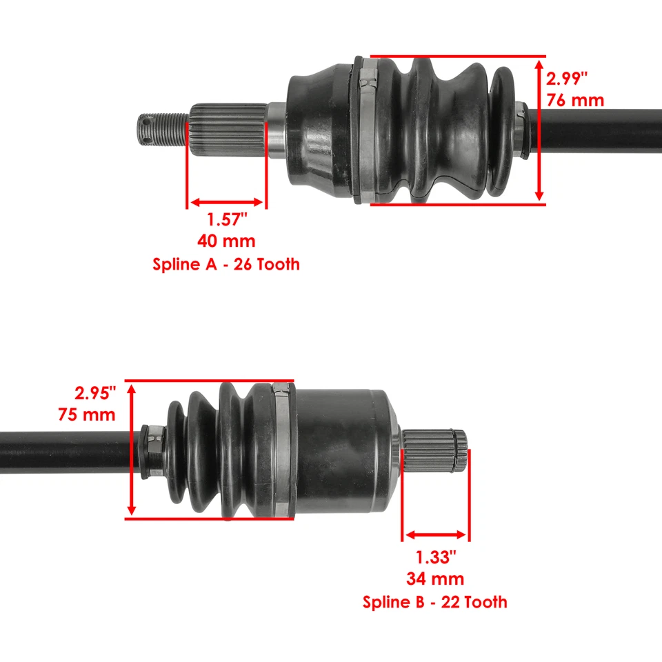 Ejes de unión CV completos delanteros izquierdo y derecho para Polaris RZR S 900 dirección asistida eléctrica 2015 Foto 3 de 4