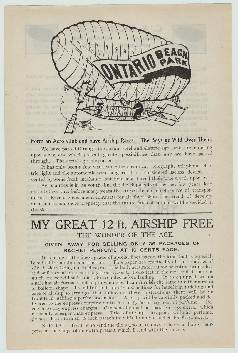 Airship Advertising Flyer Nichols Ontario Beach Chili NY xRARE 