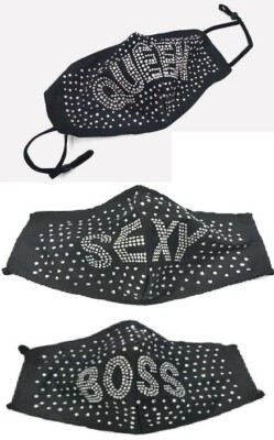 Rhinestone Bling Face Mask w/ Filter Pocket - Select Style
