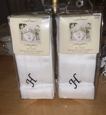 2 X Bed, Bath & Beyond Elrene Home Fashions Monogram (H) 100% Cotton Napkins New