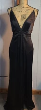 Topshop Womens Sz 4 Sleeveless Solid Black Print Chic Glamour Style Maxi Dress