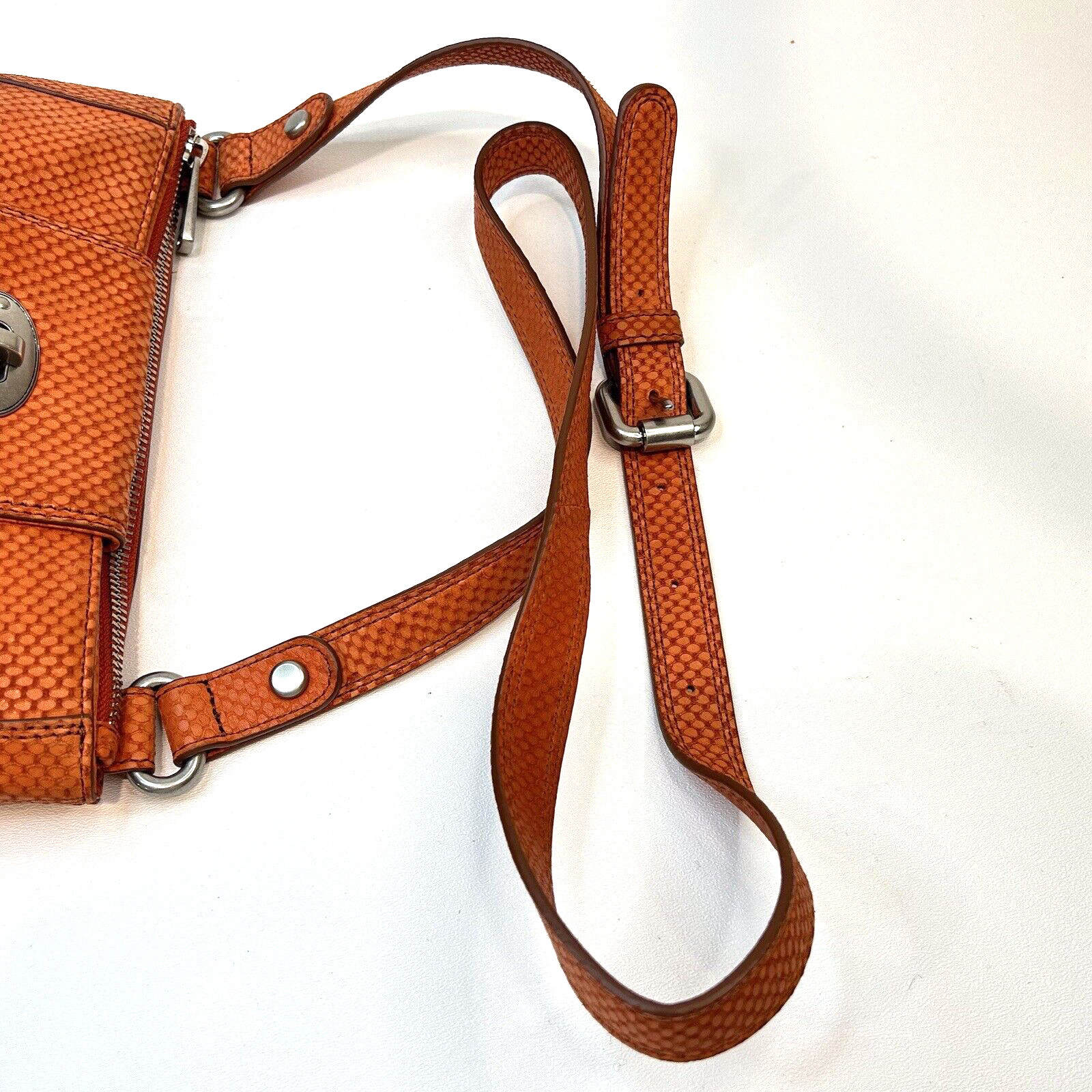 #FOSSIL Maddox Orange Python Leather Crossbody Me… - image 7