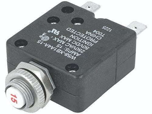 TE Connectivity W54 Thermal Breaker TE Connectivity Circuit Breaker W54- XB1A4A10-25 - Thermal 1P 250V 25A Panel Mount 250V AC Circuit Protector - Foto 3