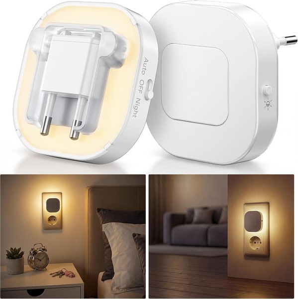 Nachtlicht Steckdose LED Mit Bewegungssensor DäMmerungssensor 2Er Set Warmweiß-image