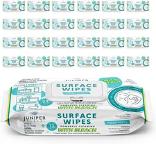 24 Pack Surface Cleaning Wipes with Bleach, All-Purpose Cleaner for Bathroom, Ki