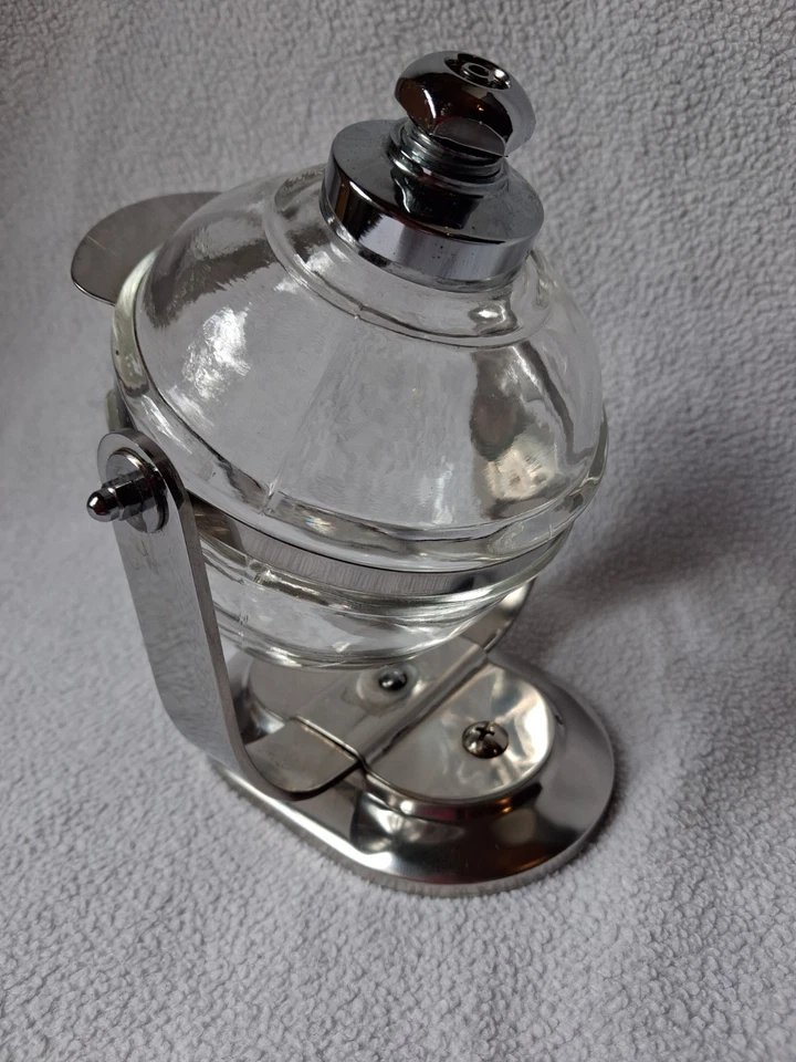 alter Glas/Chrom Seifenspender Art Deco zum hinstellen o. aufhängen an der Wand - Bild 1 von 4