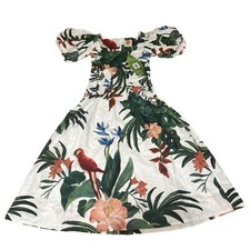 NWT AUTH FARM RIO Off White Midnight Macaw Fiesta Midi Dress XXS
