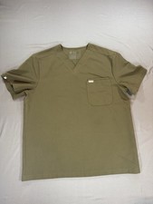 FIGS Leon Scrub Top Size L Olive Green Technical Collection V-Neck Healthcare