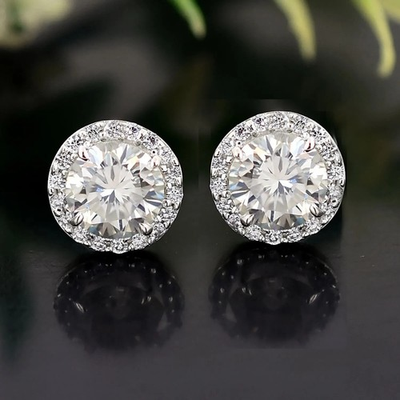 #ad Rare 2.01 Ct Certified White Diamond Solitaire Studs Great sparkle TARIFF FREE $148.50