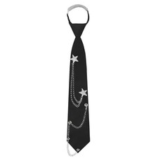 Black Tie for Women Pre-tied Adjustable Womens Tie, Five-pointed Star:black