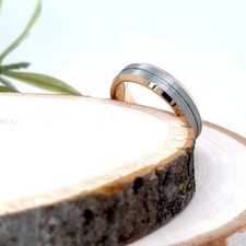 6mm Shiny Rose Gold Tungsten Ring Groove Brushed Finish Band For Christmas Gifts