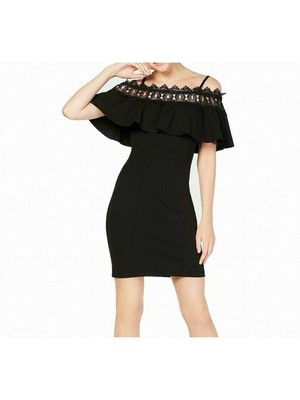 BCX Womens Black Spaghetti Strap Short Sheath Party Dress Size: 1