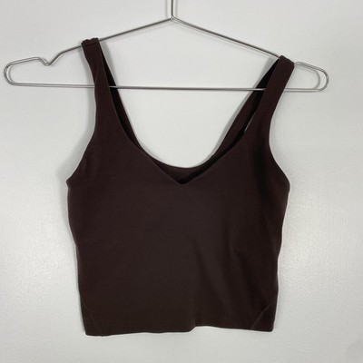 Lululemon Align Tank Top Womens 4 Brown Built In Bra Crop Yoga Athletic LW1DTWS
