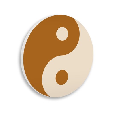 Stupell Beige Yin Yang Harmony Symbol Spiritual Taijitu Wood