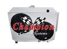 RS Champion 3 Row Radiator,12" Fans,Shroud - 1966 - 1969 Dodge Polara V8 Engine