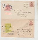 Australia 1957 2 FDC  South Australian Centenary   good condition