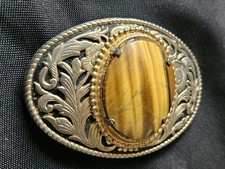 Vintage Tigers Eye Belt Buckle large Stone