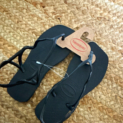 Havaianas Women s Black Rubber Flip Flop Sandals Slip On US 3/4 Standard