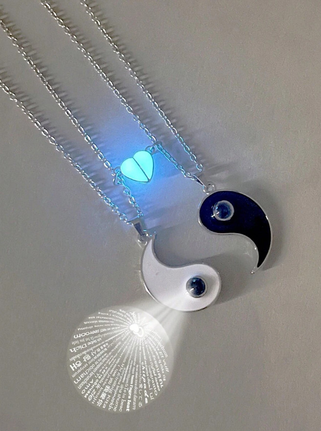 Black and White Yin & Yang Pendant Necklace Set Couples & BFF Matching Jewellery