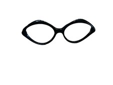 Vintage Black Acetate Oval Cat Eye Eyeglass Frames 50s 60s Mod Frame Only