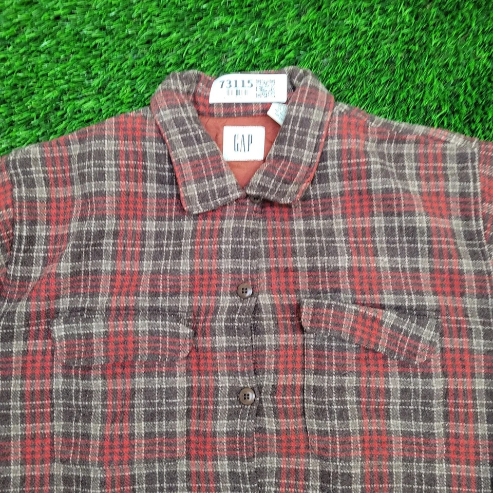 Camisa Chaqueta Vintage GAP Mujer L/XL 24x28 Rojo Franela Extra-Bolsa Foto 3 de 4