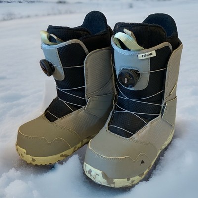 BURTON ZIPLINE BOA SNOWBOARD BOOTS KIDS US SIZE 6K Grey