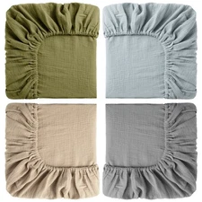 Gerrii 4 Pcs Muslin Mini Crib Sheets 24 x 38 Inch Baby Crib Sheets Fitted Coz...