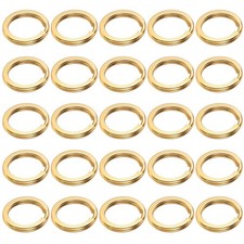 25 Pcs Brass Flat Split Key Rings, 0.59 Inch 15 mm Diameter Round Split Keych...