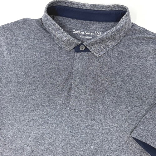 Outdoor Voices Mens Performance Polo Shirt Heathered Blue Medium Mesh Gusset