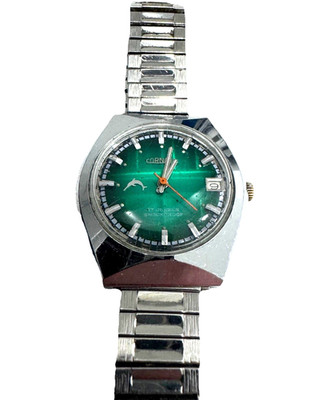 Cornavin Automatic Mens Watch Green Dial Funky Retro 17j