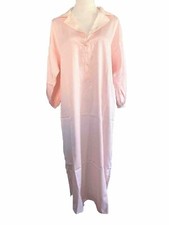 VTG Eve Stillman for Saks Fifth Avenue Soft Pink Nightgown Long Sleeve Size Sm