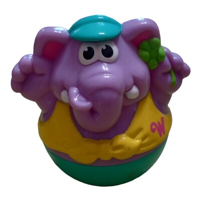 Hasbro Playskool People Weebles Purple Elephant Holding green flower Yellow shir