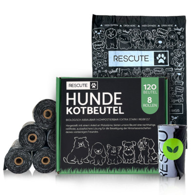 Hundekotbeutel Biologisch Abbaubar | 120 Extra Starke und Reißfeste Hundebeutel