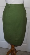 Vintage 60s Olive Green Wool Straight Skirt W26