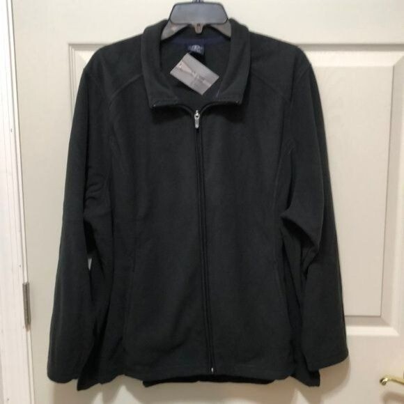 NWT Lands End Womens Fleece Fullzip Jacket Black 3X PLUS SIZE (405) eBay