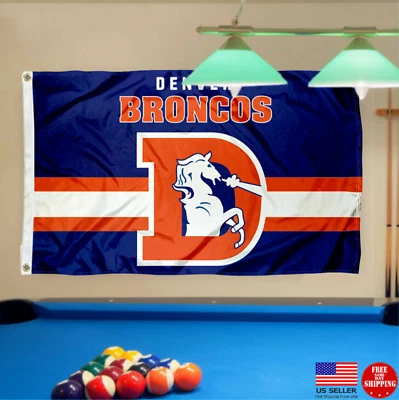 Denver Broncos 3x5 Flag Man Cave Flags Football USA Bronco 3 x 5 Banner Retro.